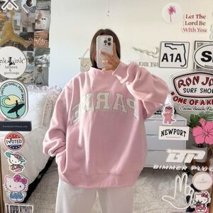 Pink PARKE Nostalgia Varsity Mockneck Sweatshirt